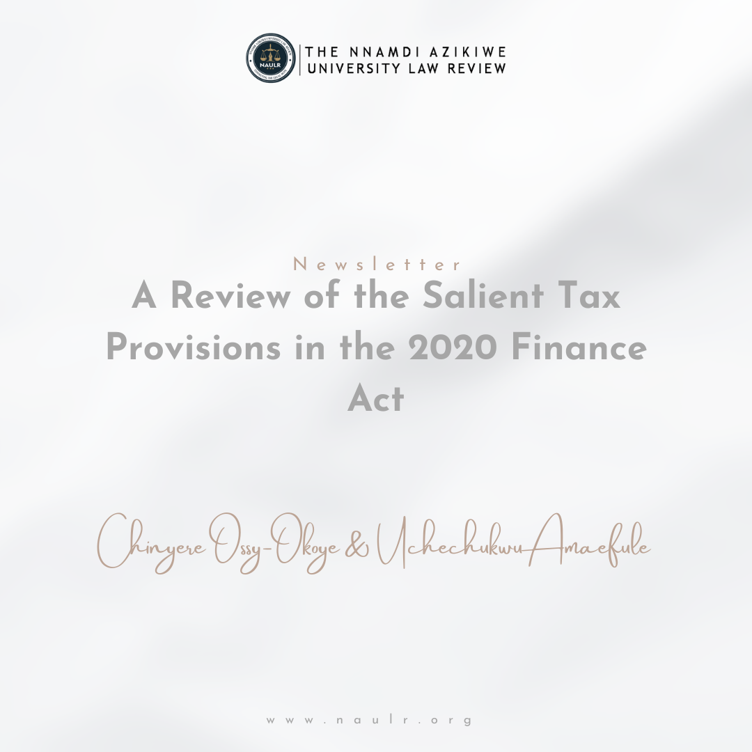 Read more about the article A Review of the Salient Tax Provisions in the 2020 Finance Act