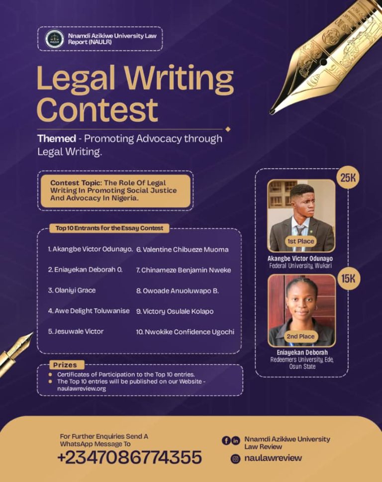 Entries of Legal Writing Contest Themed: The Role of Legal Writing in Promoting Social Justice